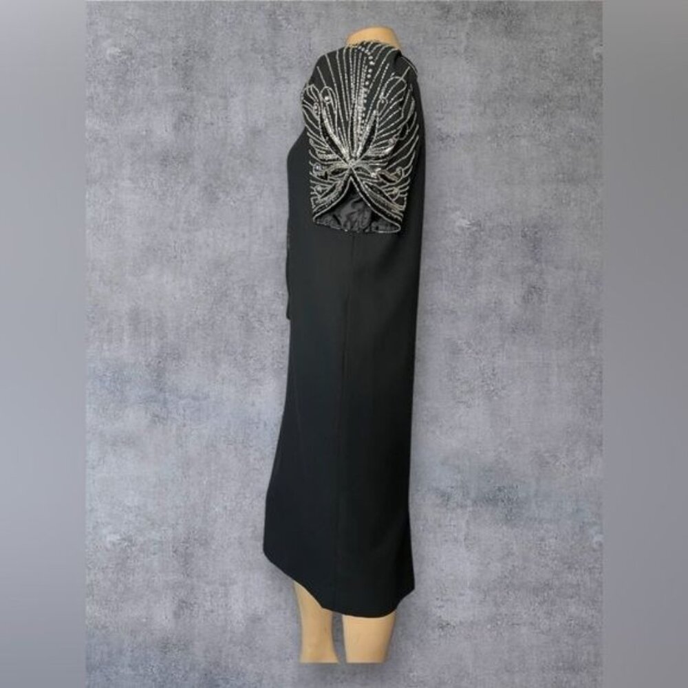 Vintage Black Cocktail Dress with Beaded Sleeves Jack Bryan - Picture 3 of 7